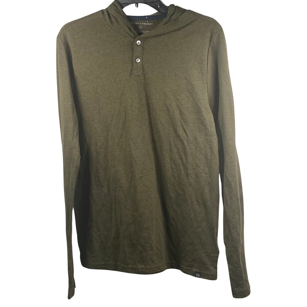 Threads 4 Thought Hoodie Mens Size S Pullover Button Neck Long Sleeve Casual